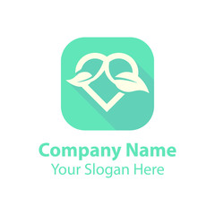 Fototapeta premium leaf love logo design, green nature love