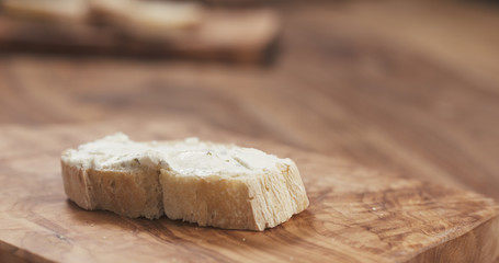 baguette slice with cream cheese