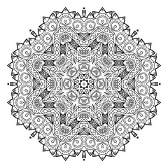 Flower Mandala. Vintage decorative elements. Oriental pattern, vector illustration. Coloring book page. Islam, Arabic, Indian, moroccan spain turkish mystic ottoman motifs