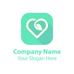 leaf love logo design, green nature love