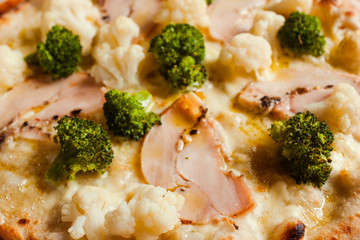 cauliflower and broccoli pizza background. Diet food contains vegetable proteins for healthy eating concept