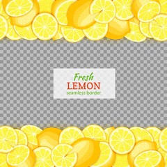 Ripe lemon fruit horizontal seamless borders. Vector illustration card Wide and narrow endless strip with yellow lime o for design of food packaging juice breakfast, cosmetics, tea, detox diet.