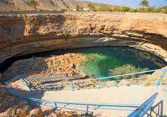 Bima Sanghol. Failure in the crust filled with water. Underground lake. Oman.