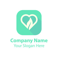 leaf love logo design, green nature love