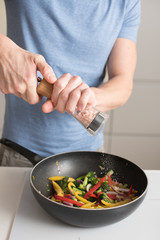cooking in the kitchen