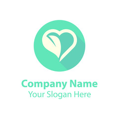 leaf love logo design, green nature love