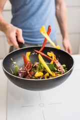 cooking in the kitchen