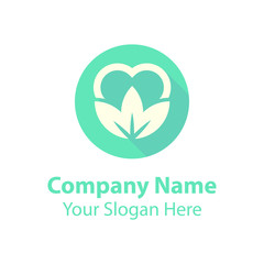 leaf love logo design, green nature love