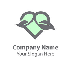 leaf love logo design, green nature love