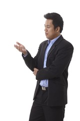 Asian businessman gesturing