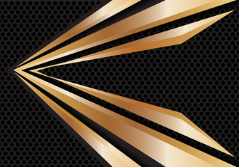 Abstract gold arrow speed on dark gray circle mesh design modern futuristic background vector illustration.
