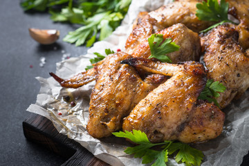 Baked chicken wings.