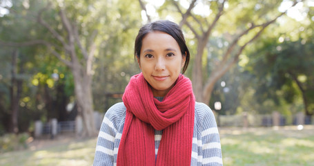 Woman smile to camera