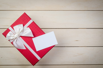 Obraz premium gift box with blank business name card