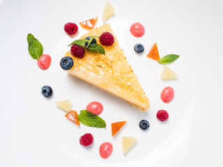 sweet delicious cheesecake recipe concept. food photography. confectionery art