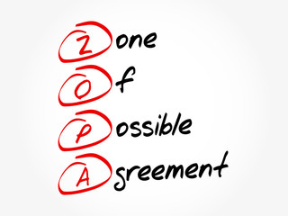 ZOPA - Zone Of Possible Agreement acronym, business concept background