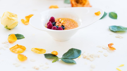 tasty american granola breakfast concept. morning delicious and healthy snack. traditional cuisine. food photography.