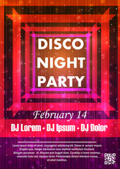 Night dance party music night poster template. 