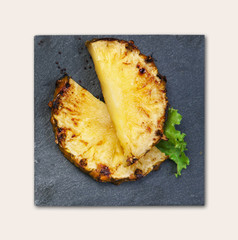 Healthy food for vegetarians, pineapple closeup, isolated