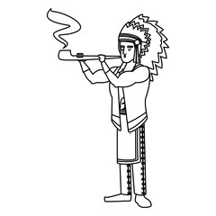 American indian smoking tobacco pipe icon vector illustration graphic design