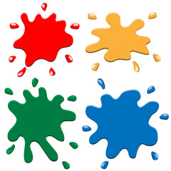 Set of multi-colored blots of ink, ink.Vector illustration.