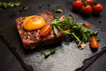 ready made raw diet restaurant meal concept. proper nutrition. cuisine creativity. extravagant delicacy.