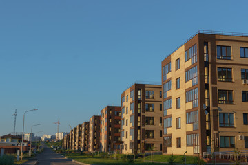 Street of apartment buildings on the outskirts of the city