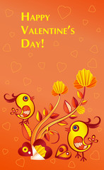 Obraz na płótnie Canvas paperart valentine day illustration with chicken, flowers and heart