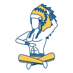 American indian seated icon vector illustration graphic design