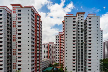 Singapore traditional Apartments, Singapore House on sunny day and cloud