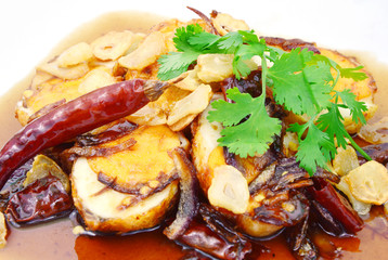 Fried egg with sweet sauce (Thai dish menu)