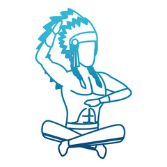 American indian seated icon vector illustration graphic design