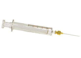old Medical glass syringe with stainless steel needle