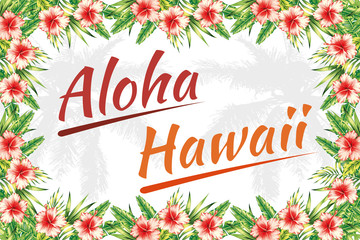 Slogan aloha hawaii jungle frame