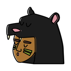 American indian face with bear cap icon vector illustration graphic design