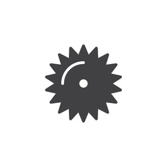 Saw blade icon vector, filled flat sign, solid pictogram isolated on white. Industrial saw symbol, logo illustration.