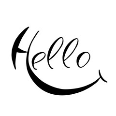 Hand drawn calligraphy lettering phrase Hello. 