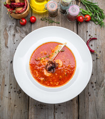seafood soup bouillabaisse with shrimps