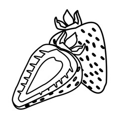 Strawberry half cut icon vector illustration graphic design