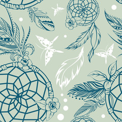 Seamless Pattern with Dream Catcher