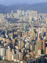 Tightly packed buildings in the metropolis of Hong Kong, China