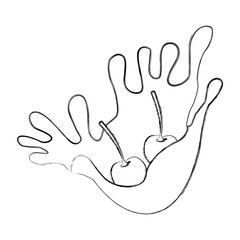 Obraz premium Cherry milk splash icon vector illustration graphic design