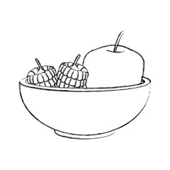 Raspberries on bowl icon vector illustration graphic design