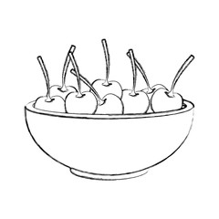 Cherries on bowl icon vector illustration graphic design