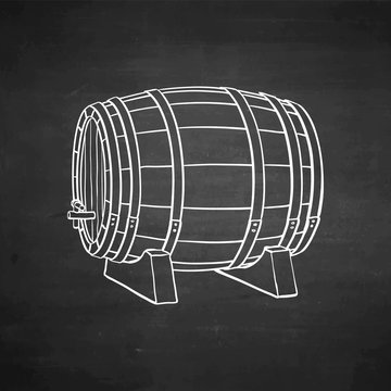 Chalk sketch of wooden barrel.