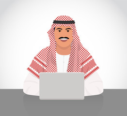 Arabic man working with laptop
