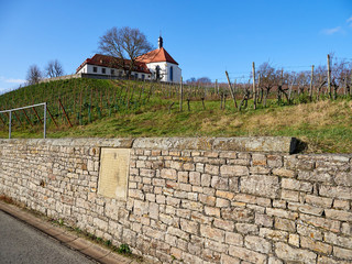 Vogelsburg und Weinberge an der Volkacher Mainschleife, Unterfanken, Bayern, Deutschland