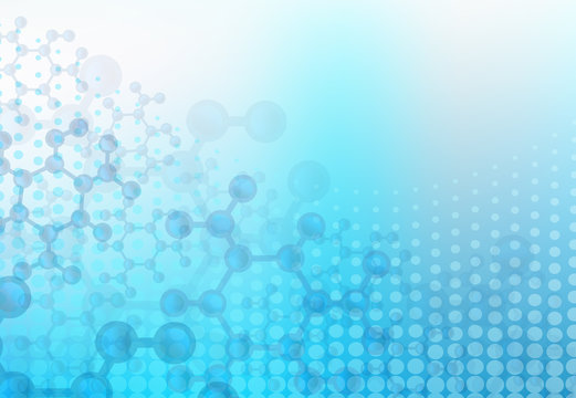 Abstract Medical and Science Molecular Structure Concept on Blue Gradient Dots Background