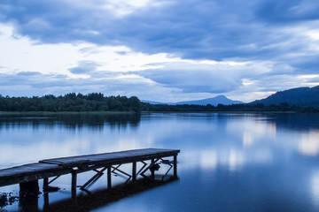 Scottish lake, Scotland, scaffolding, pier