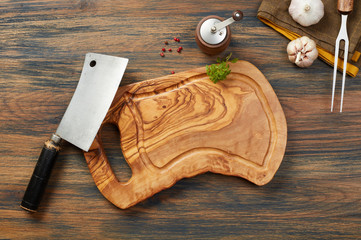Cutting board and cleaver
